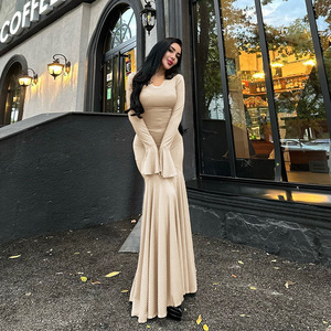 Instagram famoso abito da sirena dimagrante a lunghezza alta Casual con maniche a campana FallWinter in stile dominio - Product Image 3