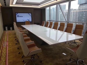 โต๊ะประชุมขนาดใหญ่สีขาวมันวาวสูง10,12 20คนพร้อมไฟ LED สุดหรูโต๊ะประชุมทันสมัย - Product Image 3