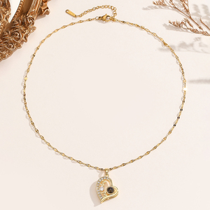 Collana dell'<span class=keywords><strong>Amore</strong></span> Proiettata <span class=keywords><strong>in</strong></span> <span class=keywords><strong>100</strong></span> <span class=keywords><strong>Lingue</strong></span>, Piena di Diamanti, Catena a Forma di Cuore per Clavicola, Regalo per Migliori Amici e Coppie - Product Image 5