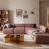 Canapé modulaire incurvé Boucl en mousse nuage, sectionnel avec chaise longue, tissu texturé à bords doux, pour salon moderne, villa, appartement, hôtel