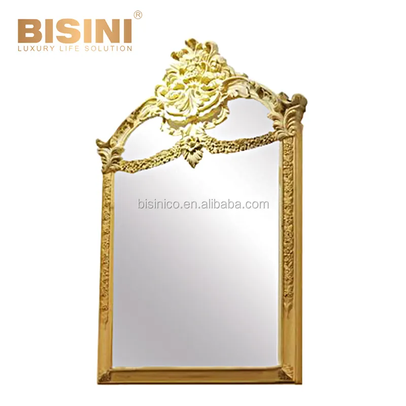 Royal Imperial Classic European Style Ivory Cartouche Ornate Gilt Wood Carving Wall Mirror