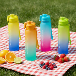 Botella de Agua Deportiva para Camping con Marcador de Tiempo, Tritán Ecológico, 650ml/1000ml, Precio de Fábrica, Logotipo Personalizado OEM - Product Image 1