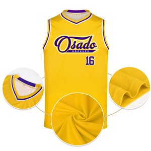 Maillot de <span class=keywords><strong>basket</strong></span>-ball personnalisé unisexe pour adultes - Polyester, manches courtes, col en V, écologique, respirant, séchage rapide, thermique - Product Image 2