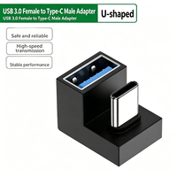 Adaptateur USB-C vers USB 3.1 en forme de U, 10 Gbit/s, Type C mâle vers USB 3.1 femelle, grand angle 180° °   Connecteur d'angle