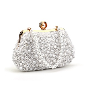 Bolso <span class=keywords><strong>de</strong></span> mano tipo clutch con cierre <span class=keywords><strong>de</strong></span> perlas para mujer, mini bolso <span class=keywords><strong>de</strong></span> noche rígido con cadena <span class=keywords><strong>de</strong></span> perlas - Product Image 5