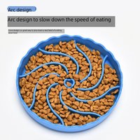 Bol d'alimentation lent pour animaux de compagnie en silicone de qualité alimentaire, portable, étanche, avec base à ventouse anti-renversement et labyrinthe incurvé pour chats et chiens à la maison