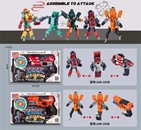 Jeu de tir en plastique pour garçons PANDAS 2-en-1 DIY Transform Robot & Bullet Gun Action Figure Soft Diecast Toys