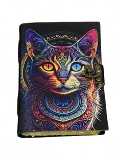 Carnet Grimoire en Cuir avec Motif Chat Celtique, Papier à Bords Frangés, Style Gothique Vintage, Journal de Sorcière, Cahier de Croquis, Cadeau - Product Image 5