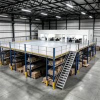 HONGXIN Étagère de mezzanine robuste en acier laminé à froid sans boulons, revêtement poudré, protection contre la corrosion, niveaux personnalisables, acier massif