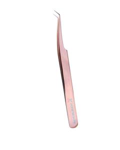 Gran oferta, pinzas para pestañas de Punta curvada fina, edición de oro rosa, herramienta de maquillaje de acero inoxidable con logotipo y embalaje personalizados - Product Image 1