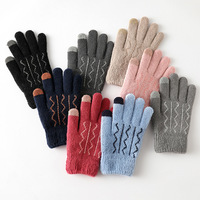 Gants en tricot acrylique personnalisés avec logo, mélange acrylique chaud, avec bouts de doigts contrastants, pour hommes et femmes, gants en tricot pour la saison froide