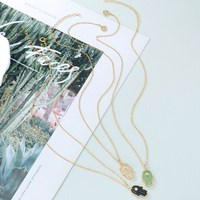 Conjuntos de Collares con Piedras Preciosas Cultivadas en Laboratorio, Collar con Colgante de Crisoprasa Natural Hecho a Mano, Joyería