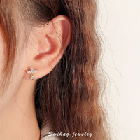 Pendientes de plata de ley 925 con baño de oro y circonita, diseño de flor marquesa, joyería de Alibaba-online-shopping