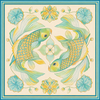 Alas Mahjong Anti-Selip Peredam Suara Motif Ikan Mas Kustom dari Lumpur Diatom Ukuran 840mm*840mm