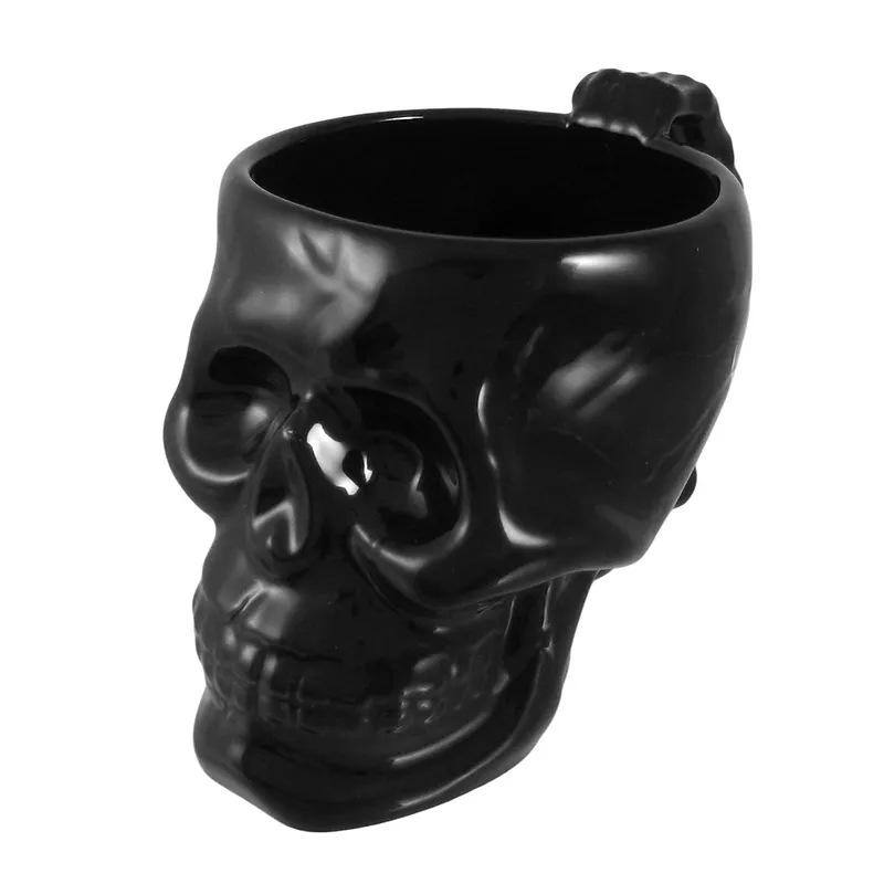 Mug Kopi Tengkorak Keramik Jahat Hitam Goth Keren