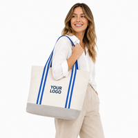 Sacs fourre-tout en toile personnalisés avec logo, vente en gros, couleur contrastée, fond à soufflets, réutilisables, pour la plage, promotionnels, en coton, pour le shopping