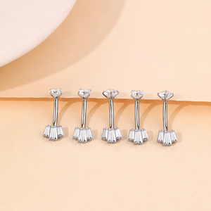 Lingchee 14G titanio a palette Baguette chiaro zircone anello ombelico interno infilato interno Piercing all'ombelico gioielli - Product Image 2