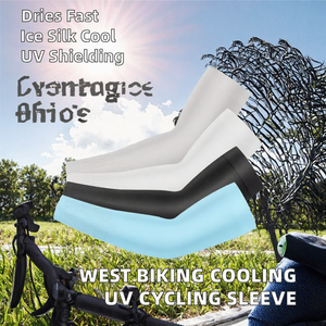 Manchons de cyclisme unisexes pour adultes en soie glacée West Biking, personnalisables, rafraîchissants, à séchage rapide, compressifs, protection UV, vente en gros - Product Image 2