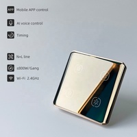 Interruptor Inteligente WiFi Zigbee 10A con APP, Panel Táctil de Vidrio de 4 Canales, Marco de Aleación de Aluminio y Metal, para Pared, Enchufe EU/UK