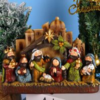 NANSI Nouvelle Crèche de Noël en résine synthétique illuminée par LED, Ornement de table, Cadeau de Noël créatif, Artisanat de mise en scène