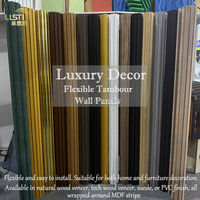 Largeur 30/60cm Longueur 240/270/300cm Pliable Gravure Bois Placage MDF Panneau Cannelé Flexible Tambour Panneaux Meubles Armoire Utilisation