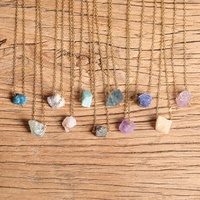 Kalung Batu Permata Howlite Turmalin Fluorit Alami Yammy Stone, Manik-Manik Chunky, Liontin Rantai Emas, Perhiasan Wanita