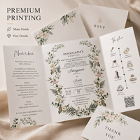 Cartes d'invitation de mariage pliables personnalisées, design élégant botanique floral et eucalyptus avec détails multi-pages et itinéraire