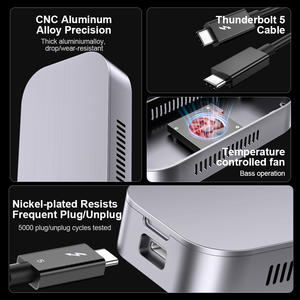 Boîtier SSD en alliage d'aluminium ULT-unit, nouvelle conception, 80 Gbps <span class=keywords><strong>Thunderbolt</strong></span> 5, hub multi USB-C pour <span class=keywords><strong>disque</strong></span> <span class=keywords><strong>dur</strong></span> <span class=keywords><strong>externe</strong></span> NVMe 2280 - Product Image 3