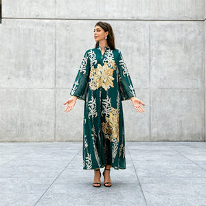 Abaya Maxi en Polyester Brodé de Luxe pour Femmes Musulmanes, Soirée, Élégant, Vente en Gros Personnalisée - Product Image 3