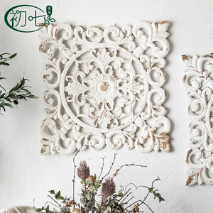 Decoración de pared estilo rústico americano, cuadrada, blanca, de MDF, para la sala de estar, decoración del hogar - Product Image 1