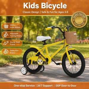 <span class=keywords><strong>Bicicleta</strong></span> Infantil con Ruedas Auxiliares Desmontables, Marco Antideslizante y Seguro, Asiento Cómodo, Diseño Adorable, Ideal para Paseos al Aire Libre - Product Image 1