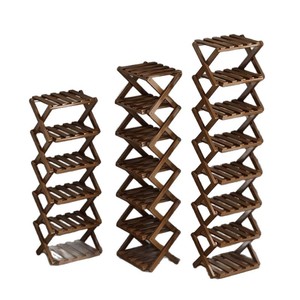 Zapatero plegable de bambú con 5 niveles para almacenamiento en el hogar y uso en la sala de estar - Product Image 5