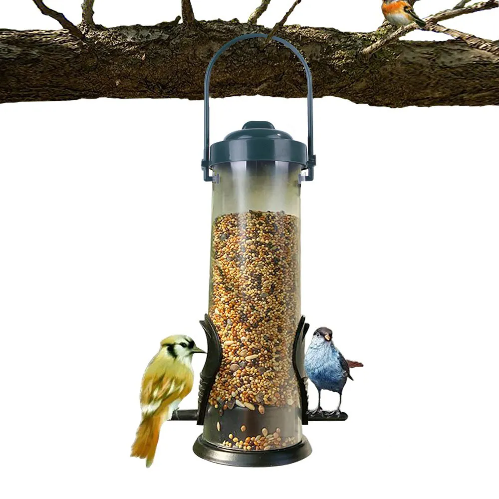 Mangiatoia per uccelli da balcone a prova di scoiattolo mangiatoia per uccelli in plastica da appendere all'aperto