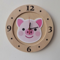 Jam dinding kayu bentuk bulat desain hewan kualitas tinggi jam dinding dekoratif sangat diam untuk kamar anak-anak dan kamar bayi