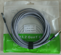 Kabel Data USB 3.1 ke Tipe C 90 Derajat Sudut Kanan 16FT 5M Tipo C USB Cavo untuk Oculus Quest 2 VR Link Cable