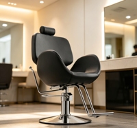 Fauteuil de maquillage Lumia de style italien, hauteur réglable avec repose-pieds et pédale hydraulique, chaises de barbier au design classique