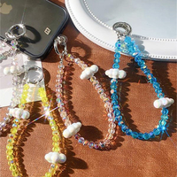 Cordon court en alliage de zinc avec perles de cristal nuage – Design mignon et charmant, portable et durable pour téléphones portables et sacs