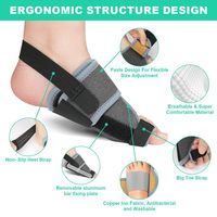 Penyangga Bunion Nilon yang Dapat Disesuaikan 2Pcs Korektor Bunion Wanita Pria Pelurus Jari Kaki Besar Pelat Fiksasi 2-Sudut Anti-Selip Ganda