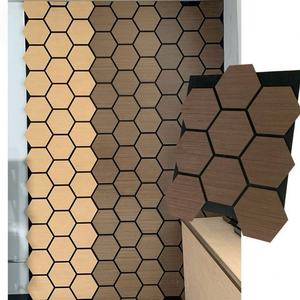 Panneaux acoustiques hexagonaux en placage de bois traditionnel, isolation phonique, écologiques, design graphique 3D, utilisation en bureau, hôtel - Product Image 6