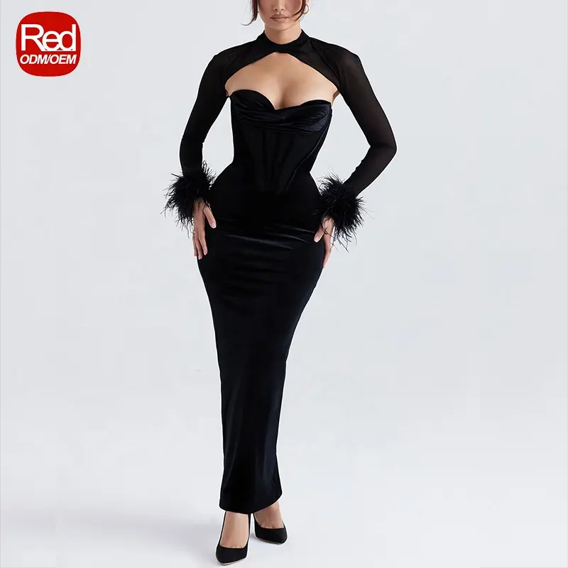 Unique prom dresses 2023 formal long sleeve corset dress elegant black plus evening gown dress elegant