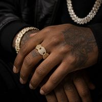 Bague pour homme style Hip Hop Punk, motif nez de cochon, en laiton creux avec micro-pavé de zircon, bijou de doigt tendance streetwear, vente en gros