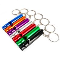 Camping en plein air randonnée EDC aluminium d'urgence survie sifflet 4mm diamètre accessoire d'entraînement avec porte-clés pour randonnée survie