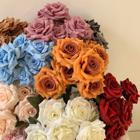 Ramo de Flores Artificiales de Rosas de Diamante de 9 Cabezas Estilo Europeo para Ceremonia de Boda y Centro de Mesa de Vestíbulo de Hotel de Lujo