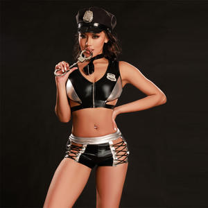 2023 chicas calientes carnaval negro Wetlook Dessous Lencería Cosplay mujer policías adulto Sexy oficial de policía <span class=keywords><strong>disfraz</strong></span> - Product Image 6