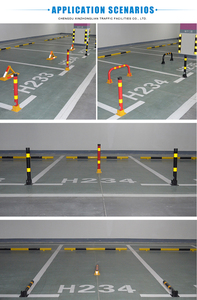<strong>Parking</strong> Folded Post <strong>Bollard</strong> <strong>Folding</strong> Heavy Metal <strong>Parking</strong> Barrier Lock with Warning Stripes for Home Garage Traffic Street Decor - Product Image 6