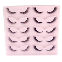 Faux cils naturels 3D en cheveux humains 15 mm faits à la main, bande complète, application facile, épais, effet œil de chat, angulés, vente en gros