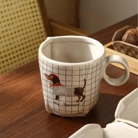 Assiettes en céramique, plats à collation et tasses à café à motifs de chiots de dessin animé rétro et de forêt de Louis, vaisselle quotidienne pour la maison