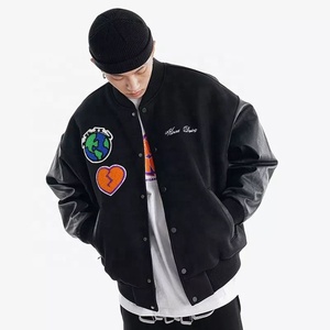 Vestes de baseball en laine pour hommes surdimensionnées avec patchs personnalisés et broderie de logo vente en gros de veste d'hiver avec étiquette personnalisée - Product Image 1