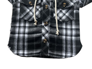 Vintage garçons automne à manches longues <span class=keywords><strong>chemise</strong></span> à <span class=keywords><strong>carreaux</strong></span> <span class=keywords><strong>noir</strong></span> <span class=keywords><strong>et</strong></span> <span class=keywords><strong>blanc</strong></span> 100% coton à capuche blouse garçon vêtements décontractés - Product Image 4