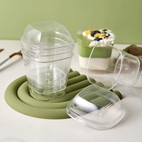Tasses PS Parfait avec couvercles Tasses et cuillères à dessert jetables de 5oz Bols en plastique Conatiners transparents pour cupcake Fruit Mousse Pudding